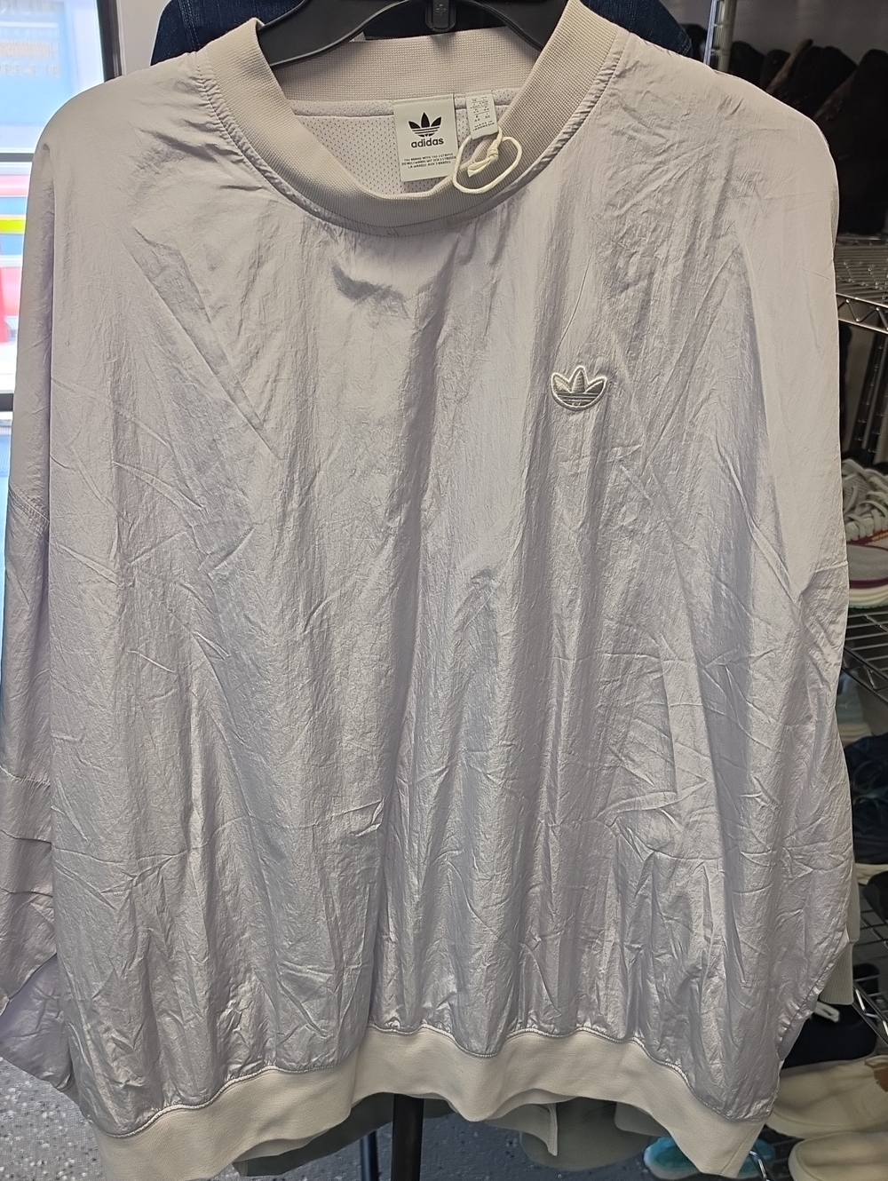 adidas White Light Gray Trefoil Pullover Sweatshirt